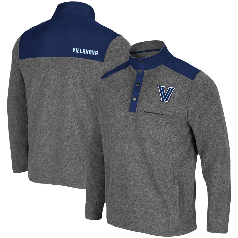 Men's Colosseum Heathered Charcoal/Navy Villanova Wildcats Huff Snap Pullover