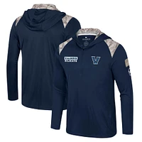 Men's Colosseum Navy Villanova Wildcats OHT Military Appreciation Quarter-Zip Hoodie Jacket