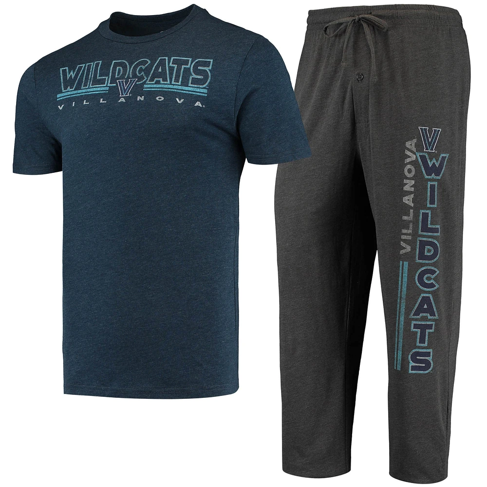 Concepts Sport T-shirt et pantalon Villanova Wildcats anthracite chiné/bleu marine pour homme