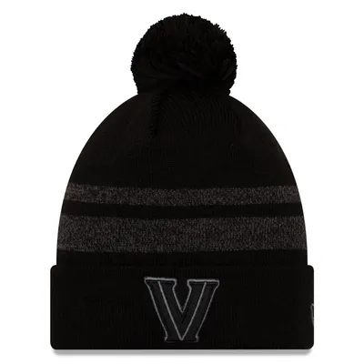 Villanova Wildcats New Era Static Cuffed Knit Hat with Pom - Black/Heathered Gray