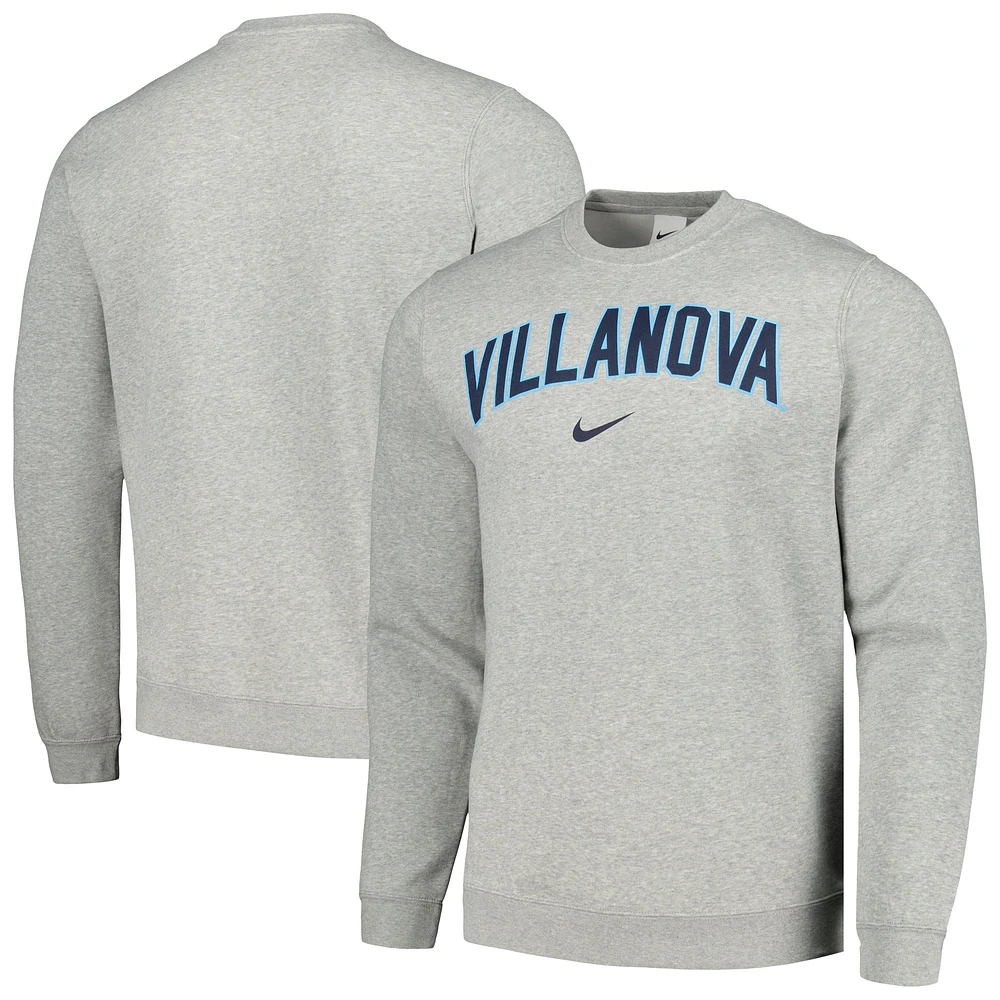 Chandail en molleton pour homme Villanova Wildcats Arch Club de Nike, gris chiné