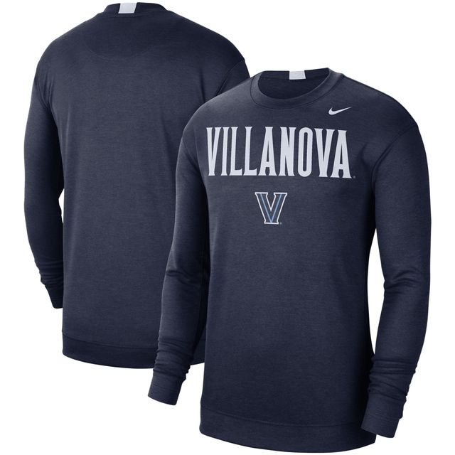 T-shirt à manches longues Nike pour homme, bleu marine, Villanova Wildcats 2021/22, équipe de basket-ball Spotlight Performance