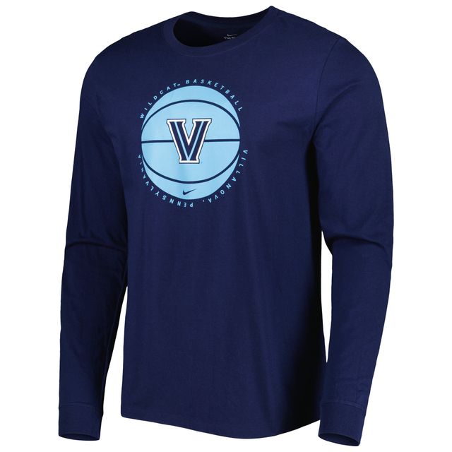 T-shirt de basket-ball Nike Villanova Wildcats à manches longues pour homme, bleu marine