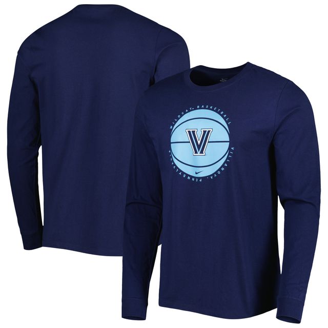 T-shirt de basket-ball Nike Villanova Wildcats à manches longues pour homme, bleu marine