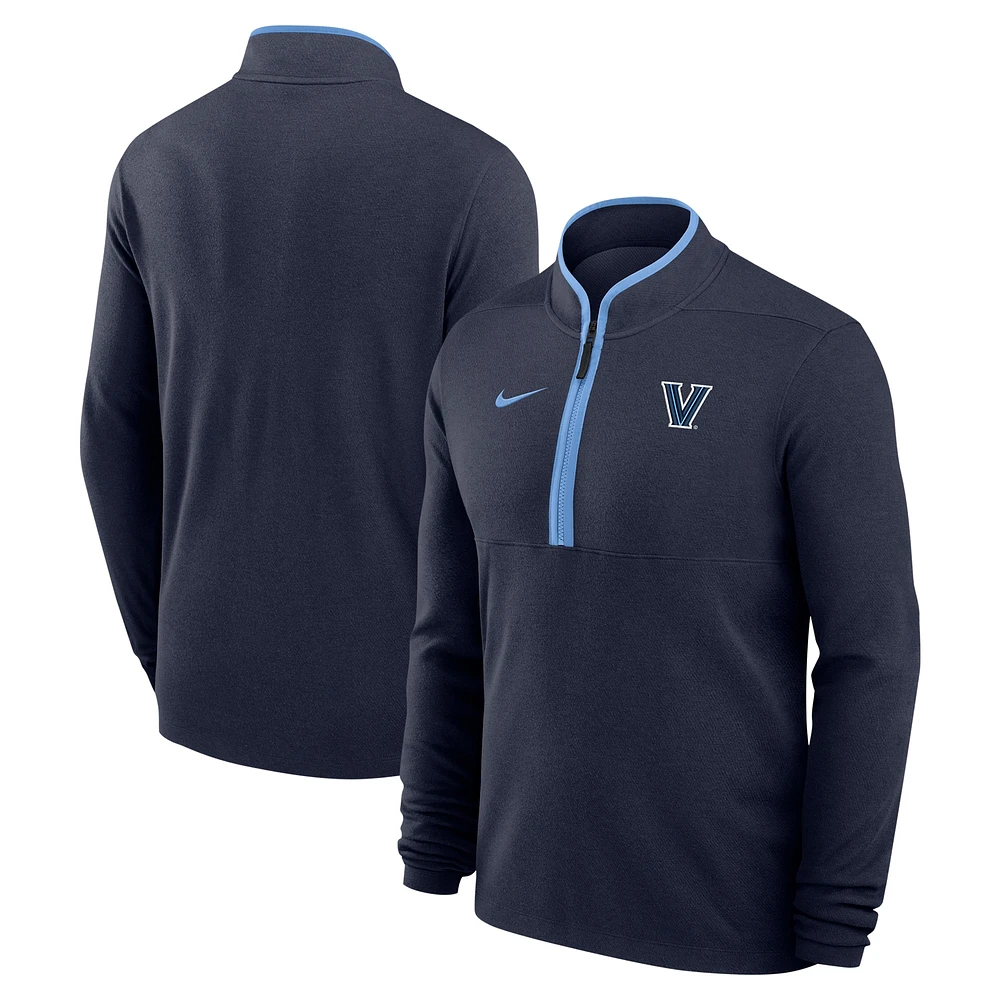 Haut Nike bleu marine Villanova Wildcats Coaches Courtside Basketball Victory Performance à fermeture éclair quart de tour pour homme