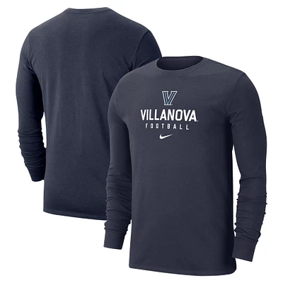 T-shirt à manches longues Nike Villanova Wildcats pour homme bleu marine