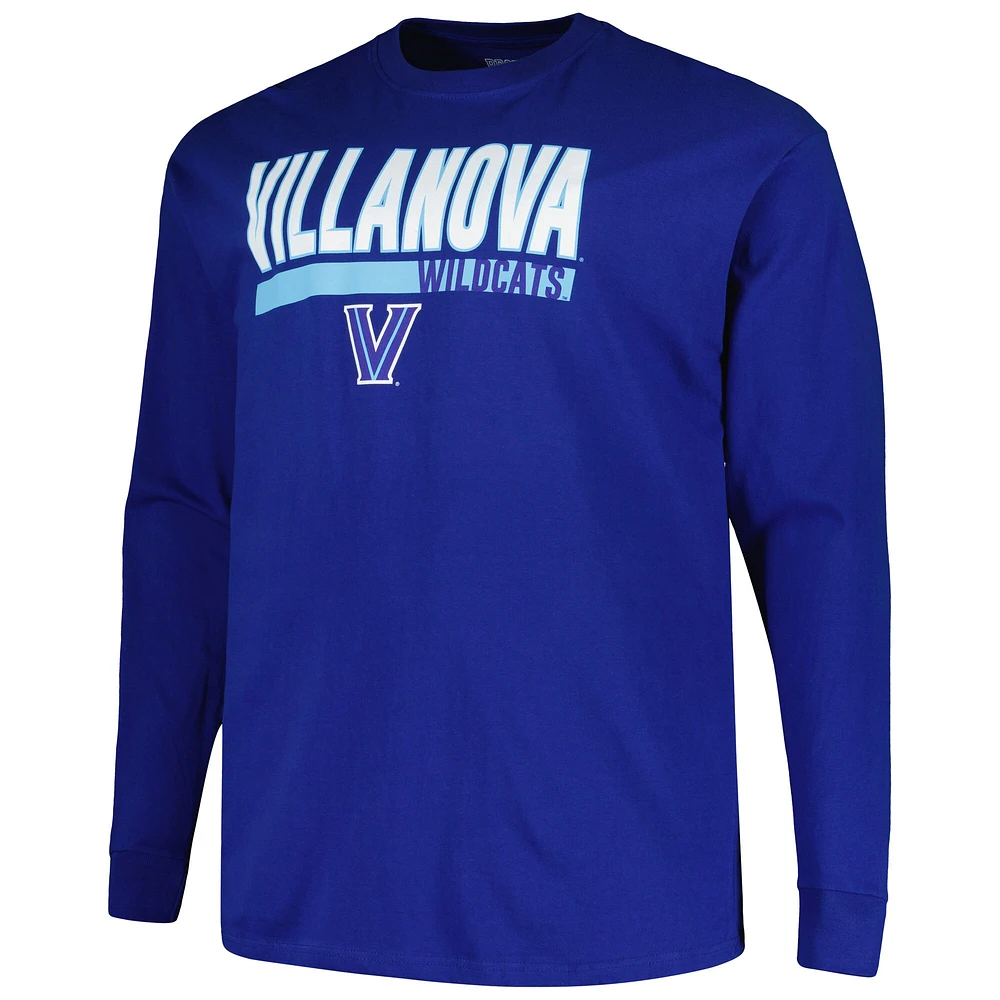 T-shirt à manches longues deux coups pour hommes Profile Royal Villanova Wildcats Big & Tall