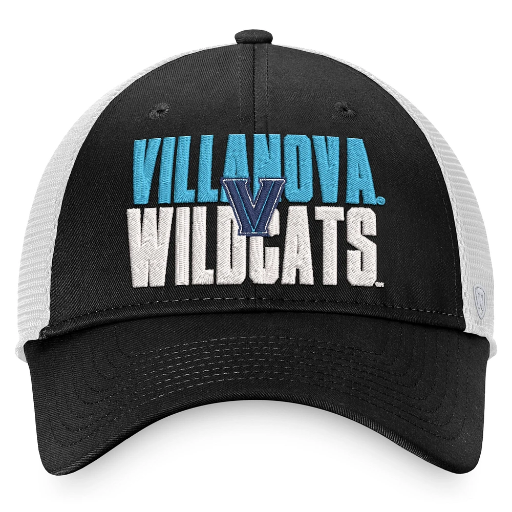 Men's Top of the World Black/White Villanova Wildcats Stockpile Trucker Snapback Hat