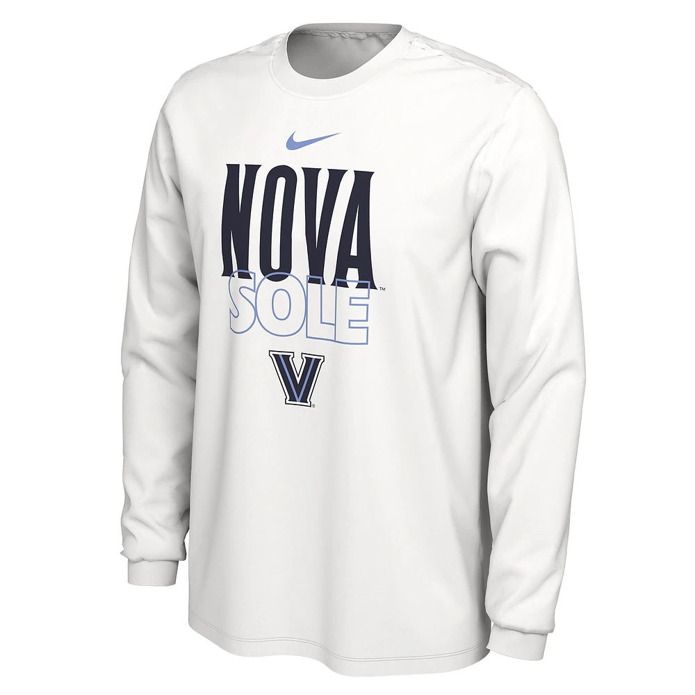 T-shirt Nike à manche longue Villanova Wildcats 2023 On Court Bench blanc