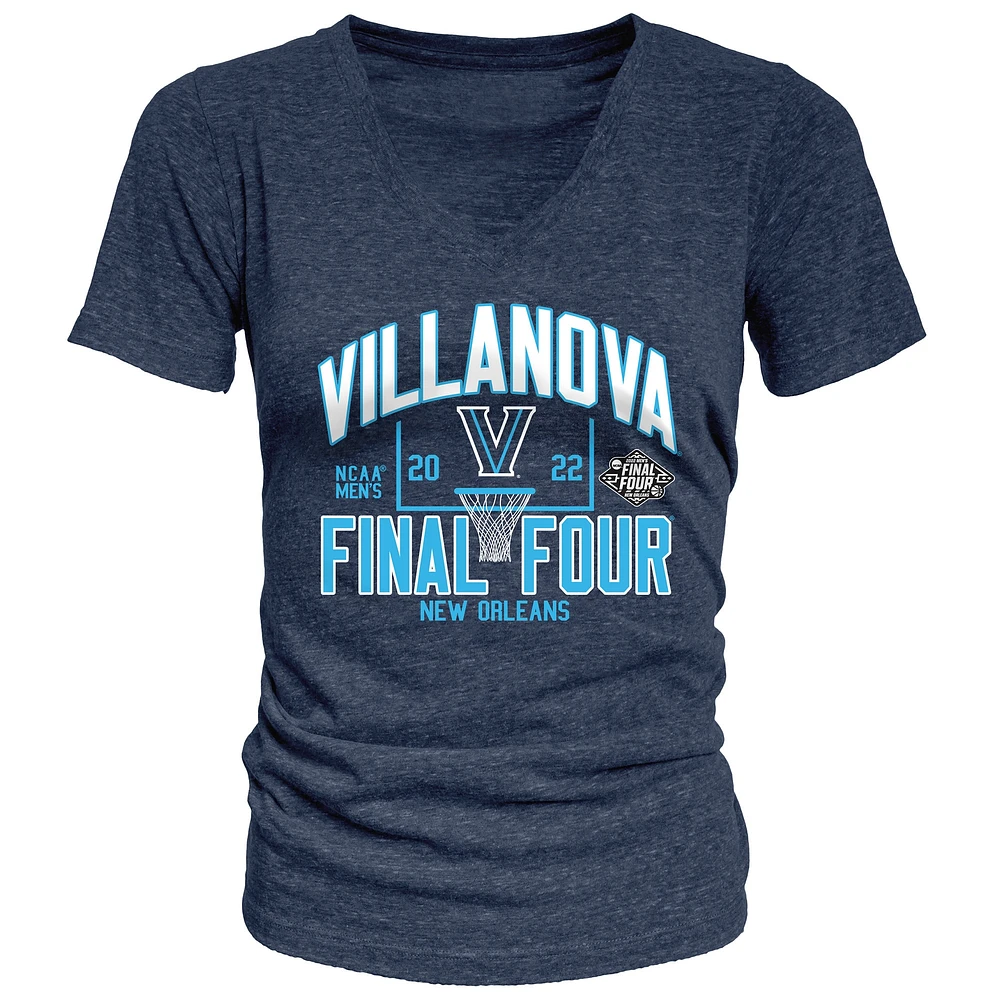 Women's Blue 84 Heathered Navy Villanova Wildcats 2022 NCAA Men's Basketball Tournament March Madness Final Four V-Neck T-Shirt