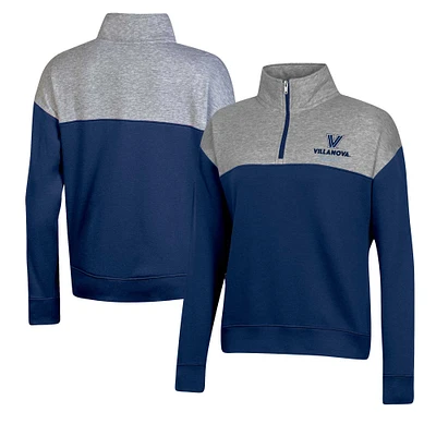 Sweat-shirt Champion Navy Villanova Wildcats pour femme avec fermeture éclair quart de couleur