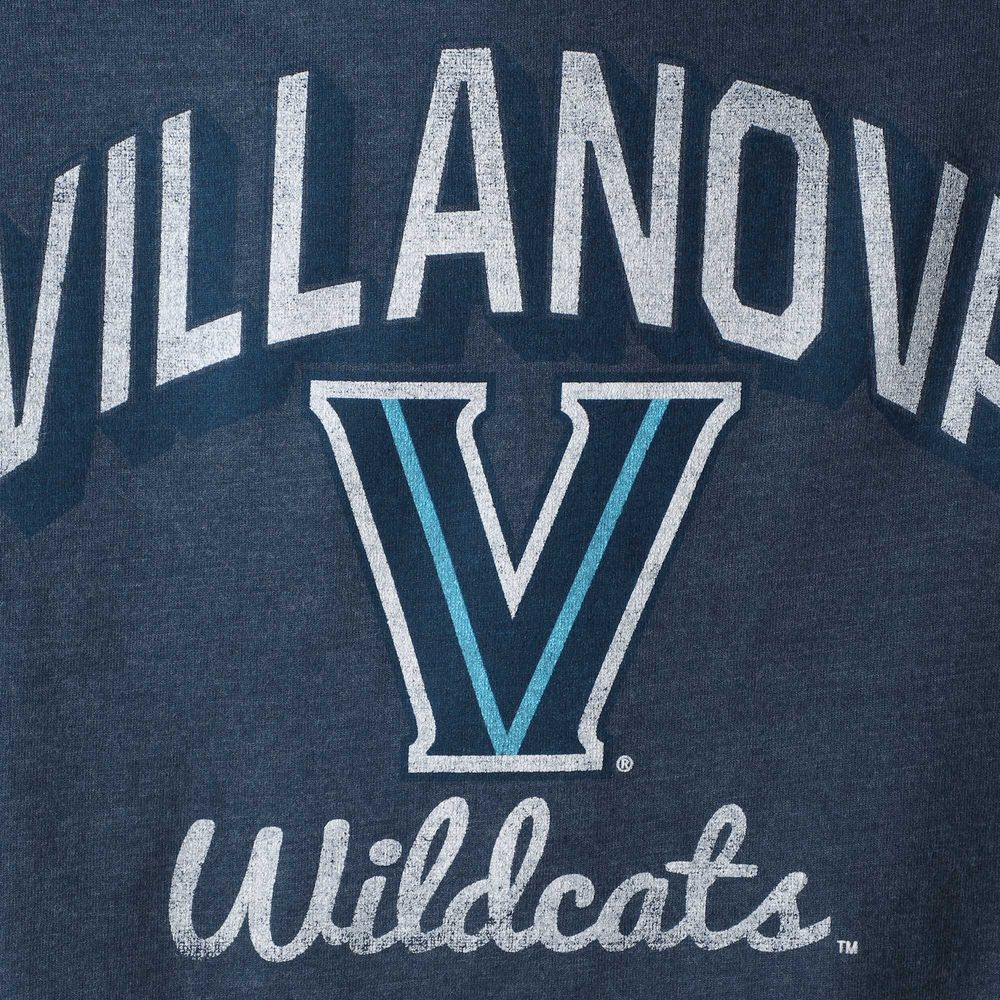 Women's Navy Villanova Wildcats Knockout Color Block Long Sleeve V-Neck Hoodie T-Shirt