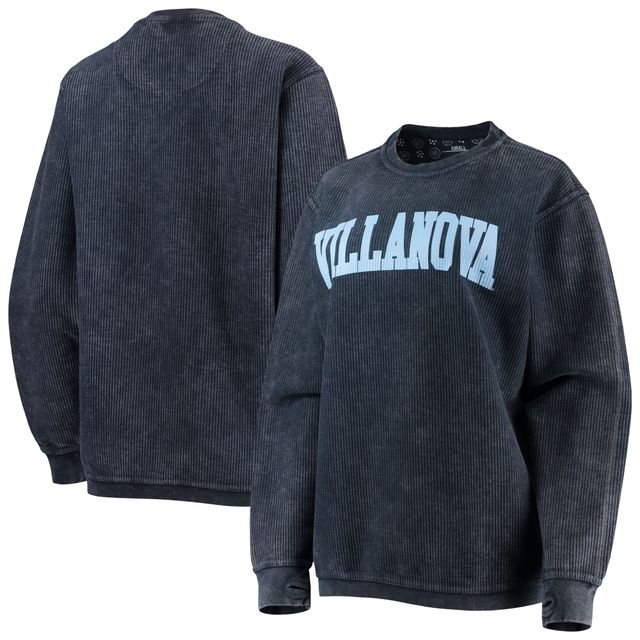 Sweat-shirt Pressbox pour femme bleu marine Villanova Wildcats Comfy Cord Vintage Wash Basic Arch Pullover