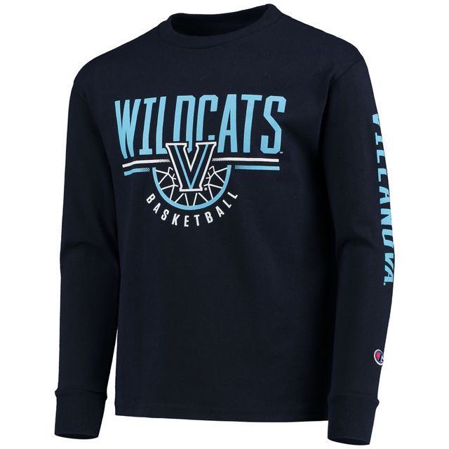 T-shirt à manches longues de basket-ball Villanova Wildcats Champion bleu marine pour jeunes