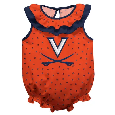 Virginia Cavaliers Girls Infant Sleeveless Swirls Ruffle Bodysuit - Orange