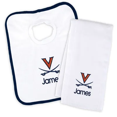 Virginia Cavaliers Infant Personalized Bib & Burp Cloth Set - White