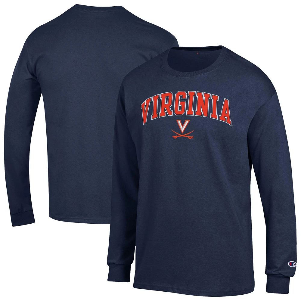 Men's Champion  Navy Virginia Cavaliers Arch Over Logo Long Sleeve T-Shirt