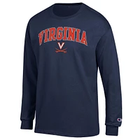Men's Champion  Navy Virginia Cavaliers Arch Over Logo Long Sleeve T-Shirt