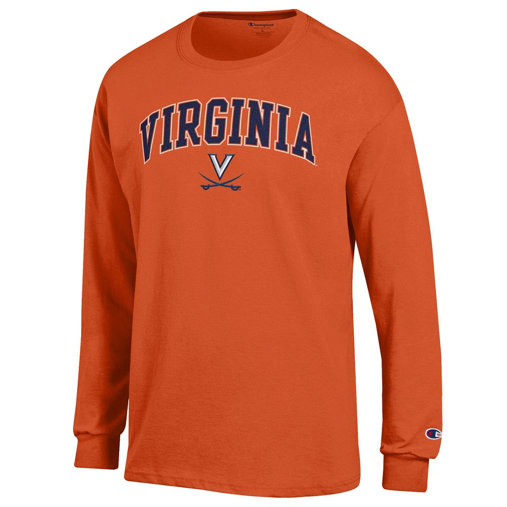 Men's Champion  Orange Virginia Cavaliers Arch Over Logo Long Sleeve T-Shirt