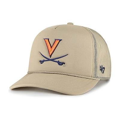 Men's '47 Khaki Virginia Cavaliers Foam Front Mesh Trucker Snapback Hat