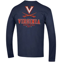 Men's Champion Navy Virginia Cavaliers Team Stack Long Sleeve T-Shirt