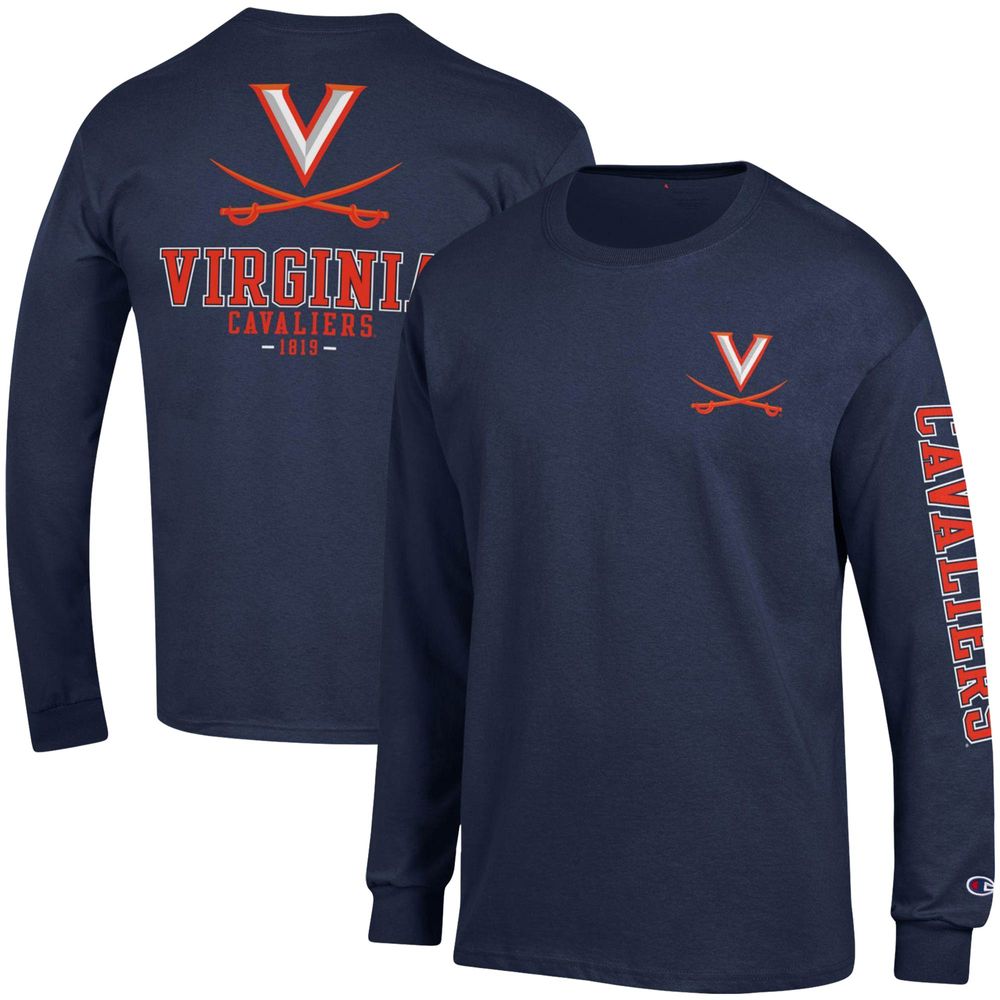 Men's Champion Navy Virginia Cavaliers Team Stack Long Sleeve T-Shirt