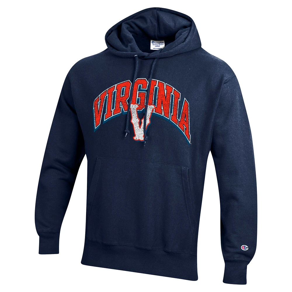 Men's Champion Navy Virginia Cavaliers Vault Late Night Reverse Weave Pullover Hoodie