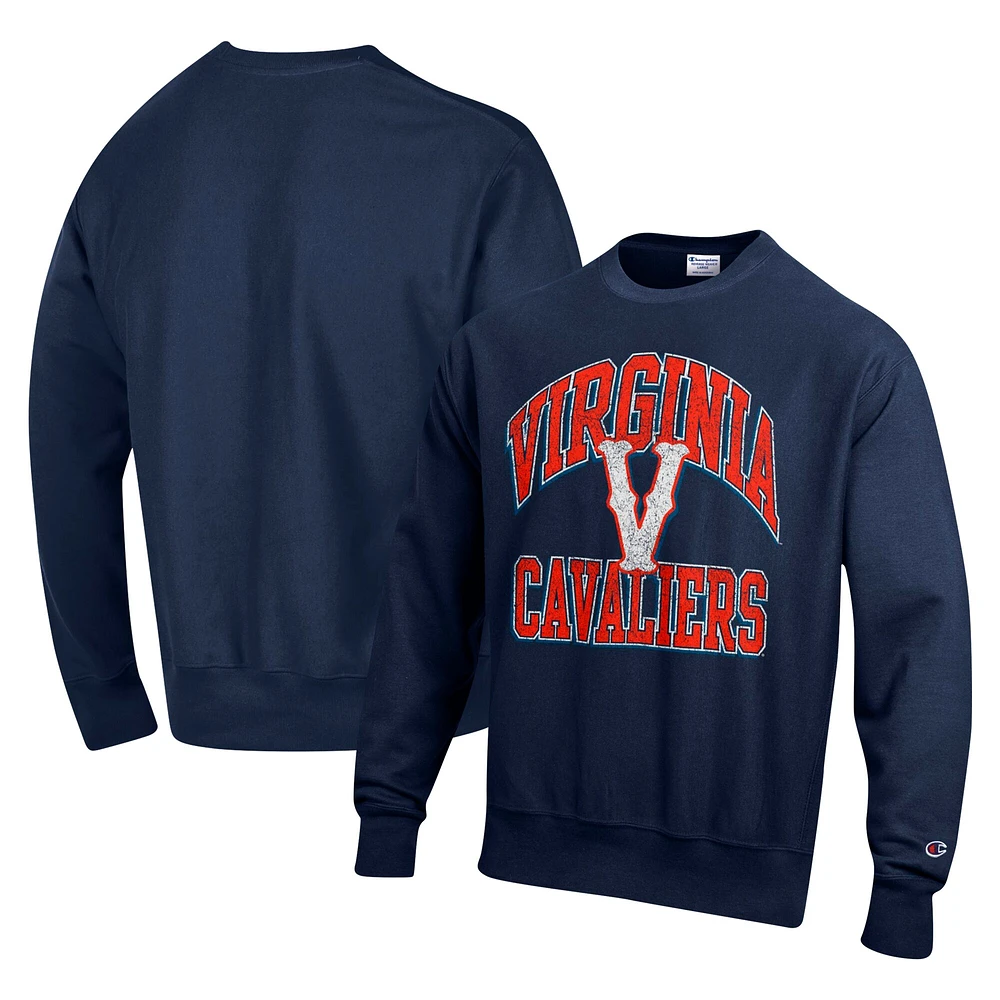 Sweat-shirt à enfiler Champion Navy Virginia Cavaliers Vault Late Night Reverse Weave pour homme