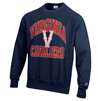 Sweat-shirt à enfiler Champion Navy Virginia Cavaliers Vault Late Night Reverse Weave pour homme