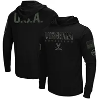 Colosseum Black Virginia Cavaliers OHT Military Appreciation Hoodie T-shirt à manches longues pour homme