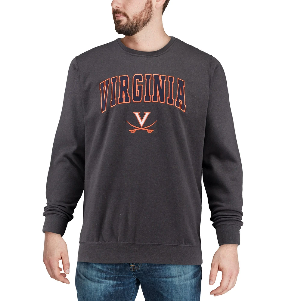 Men's Colosseum Charcoal Virginia Cavaliers Arch & Logo Crew Neck Sweatshirt