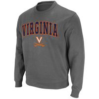 Men's Colosseum Charcoal Virginia Cavaliers Team Arch & Logo Tackle Twill Pullover Sweatshirt