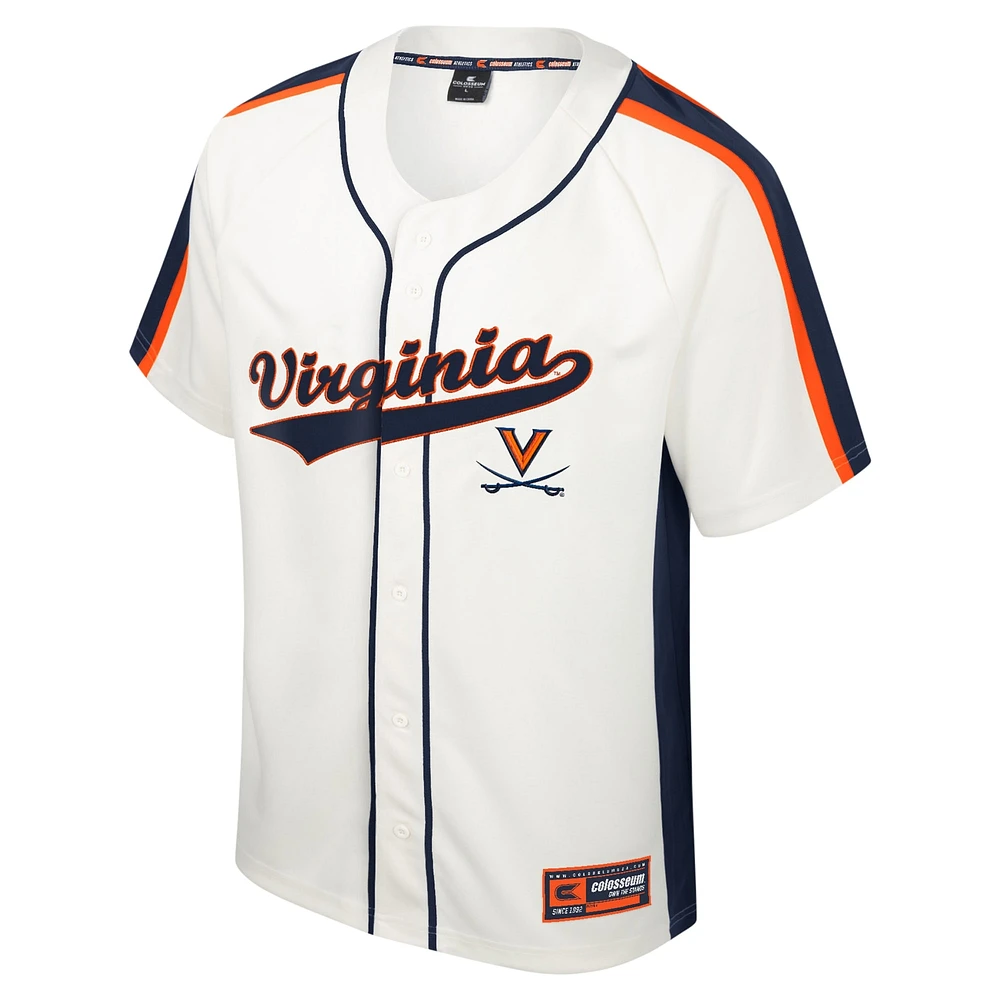 Men's Colosseum Cream Virginia Cavaliers Ruth Button-Up Baseball Jersey