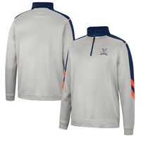 Men's Colosseum Gray/Navy Virginia Cavaliers Bushwood Fleece Quarter-Zip Jacket