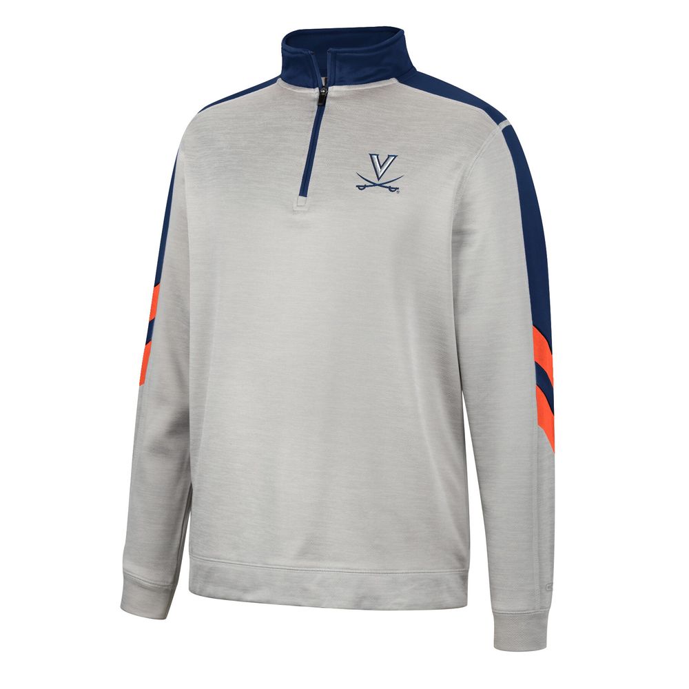 Men's Colosseum Gray/Navy Virginia Cavaliers Bushwood Fleece Quarter-Zip Jacket