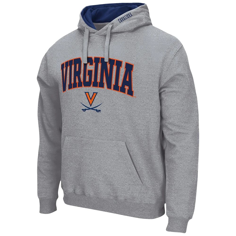 Men's Colosseum Heather Gray Virginia Cavaliers Arch & Logo 3.0 Pullover Hoodie