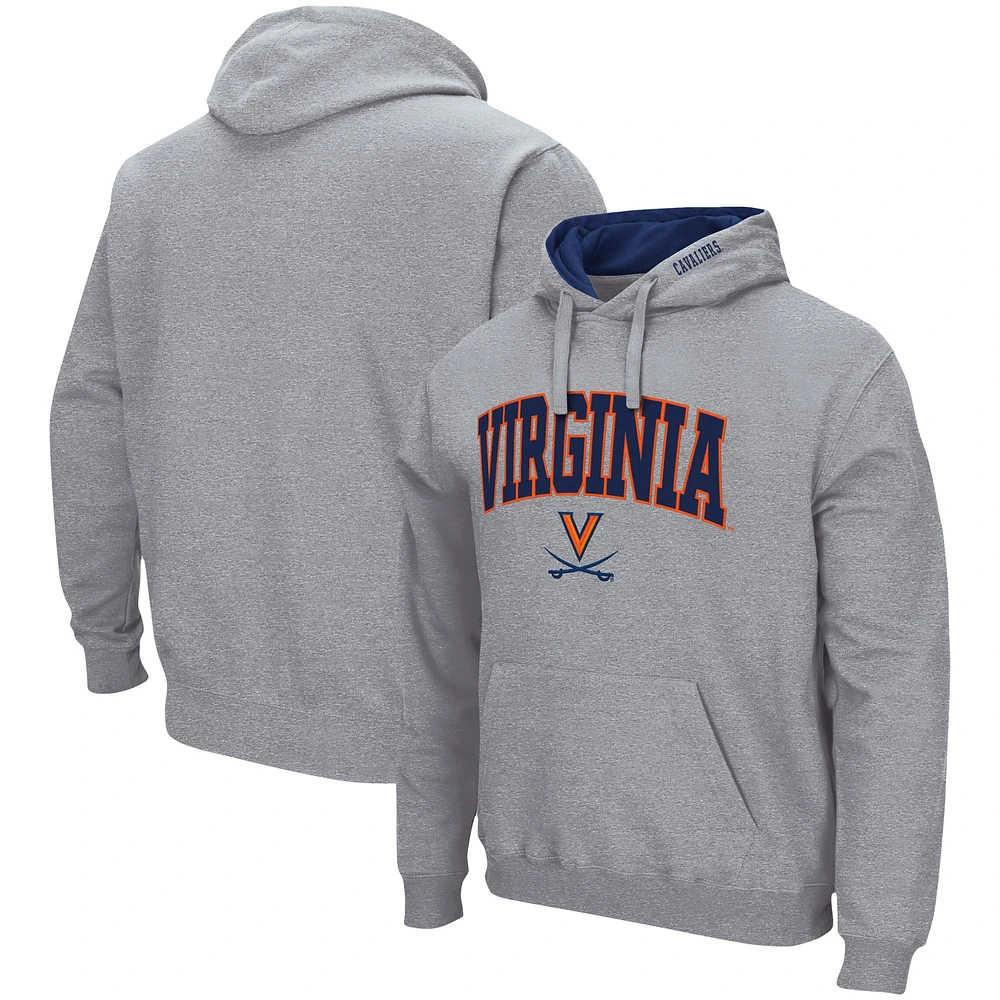 Sweat à capuche Colosseum Virginia Cavaliers Arch & Logo 3.0 gris chiné pour homme