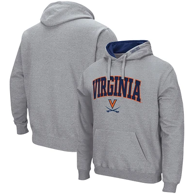 Men's Colosseum Heather Gray Virginia Cavaliers Arch & Logo 3.0 Pullover Hoodie