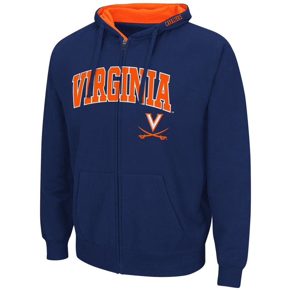 Men's Colosseum Navy Virginia Cavaliers Arch & Logo 3.0 Full-Zip Hoodie