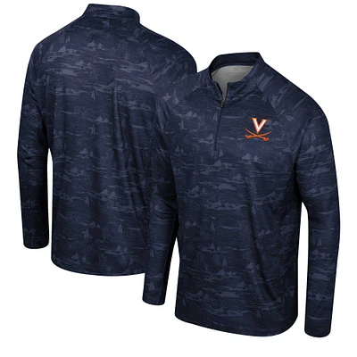 Veste à quart de zip Colosseum Navy Virginia Cavaliers Carson Raglan pour hommes