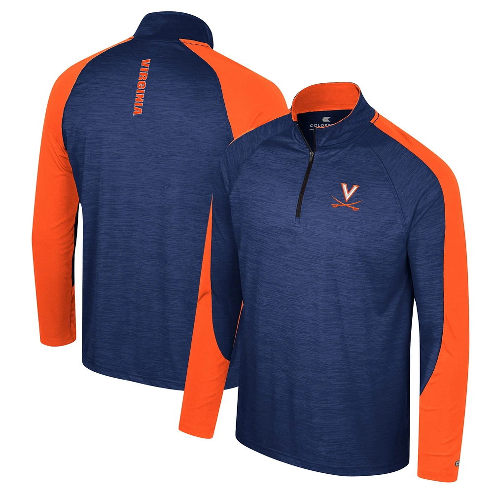 Haut à quart de zip Colosseum Navy Virginia Cavaliers Langmore Raglan pour hommes