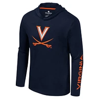 T-shirt à capuche manches longues avec logo Colosseum Navy Virginia Cavaliers Lockup Active Blend pour hommes