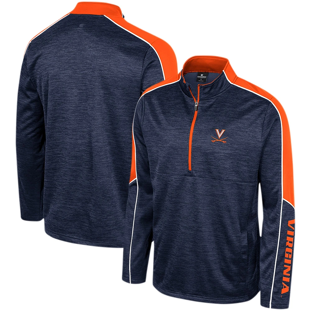 Men's Colosseum Navy Virginia Cavaliers Marled Half-Zip Jacket