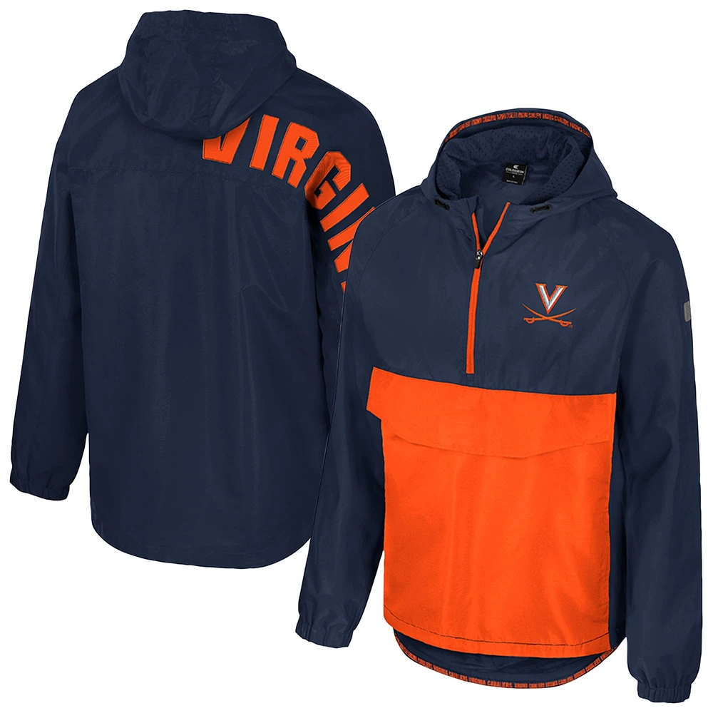 Veste anorak à demi-zip Colosseum Navy Virginia Cavaliers Reloaded pour homme