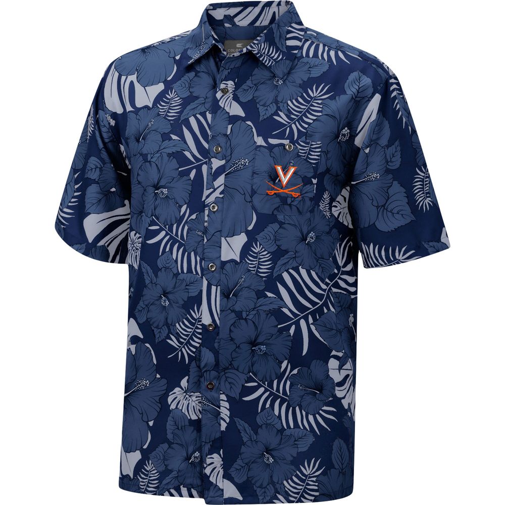 Men's Colosseum Navy Virginia Cavaliers The Dude Camp Button-Up Shirt