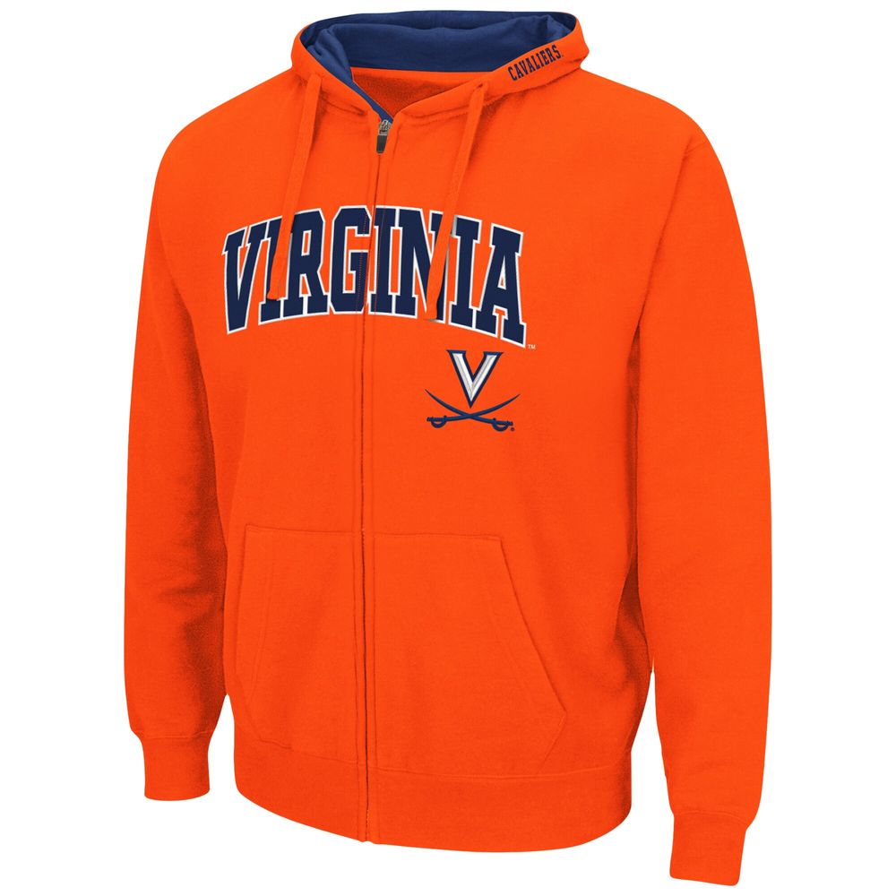 Men's Colosseum Orange Virginia Cavaliers Arch & Logo 3.0 Full-Zip Hoodie