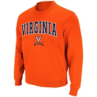 Men's Colosseum Orange Virginia Cavaliers Team Arch & Logo Tackle Twill Pullover Sweatshirt