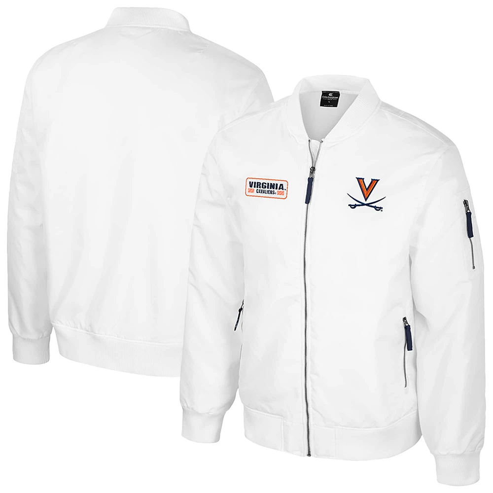 Men's Colosseum Virginia Cavaliers White Rabbit Full-Zip Bomber Jacket