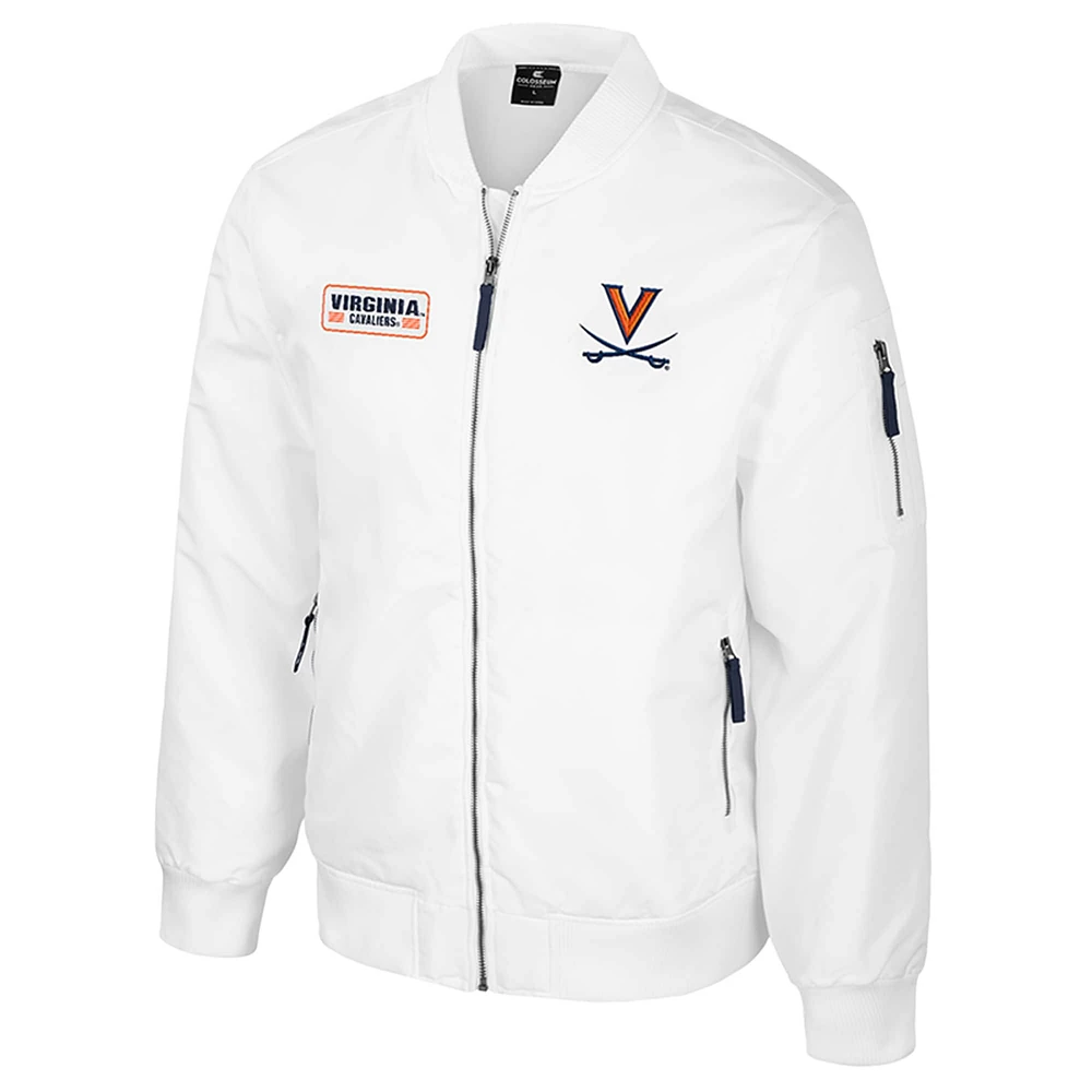 Men's Colosseum Virginia Cavaliers White Rabbit Full-Zip Bomber Jacket