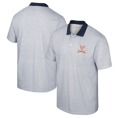 Men's Colosseum White/Navy Virginia Cavaliers Print Stripe Polo